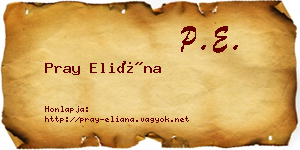 Pray Eliána névjegykártya
